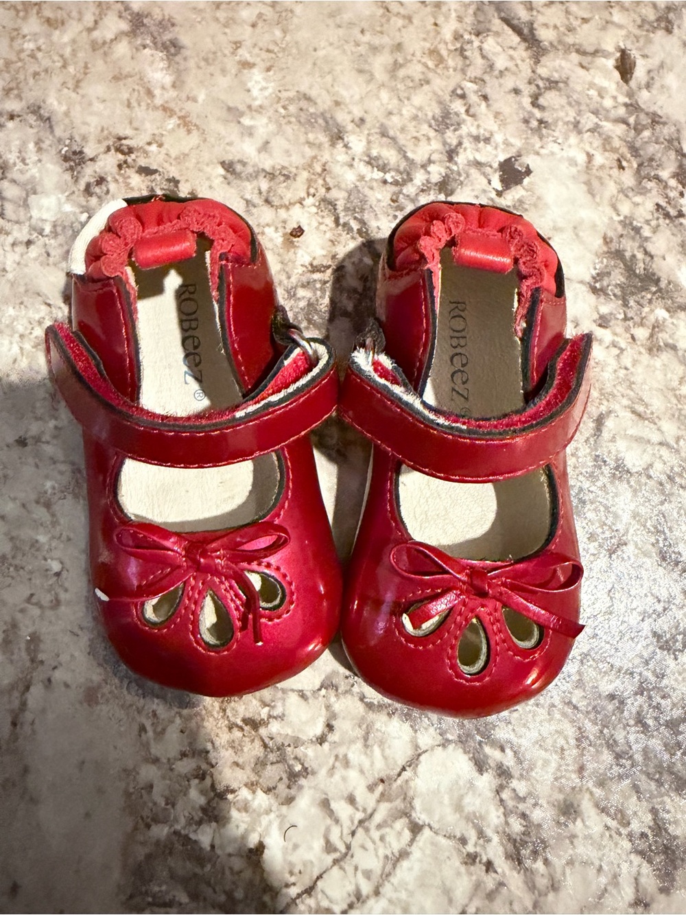 Robeez Red Patent Mary Jane Baby Shoes with Bow Cutouts